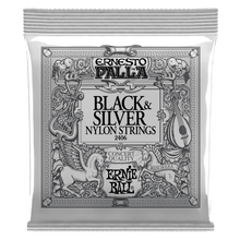 Load image into Gallery viewer, ERNIE BALL ERNESTO PALLA 2406 BLACK &amp; SILVER NYLON CLASSICAL GUITAR STRINGS-(6924794396866)
